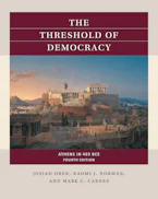 Cover of 'The Threshold of Democracy' by Josiah Ober, Naomi J. Norman and Mark C. Carnes 